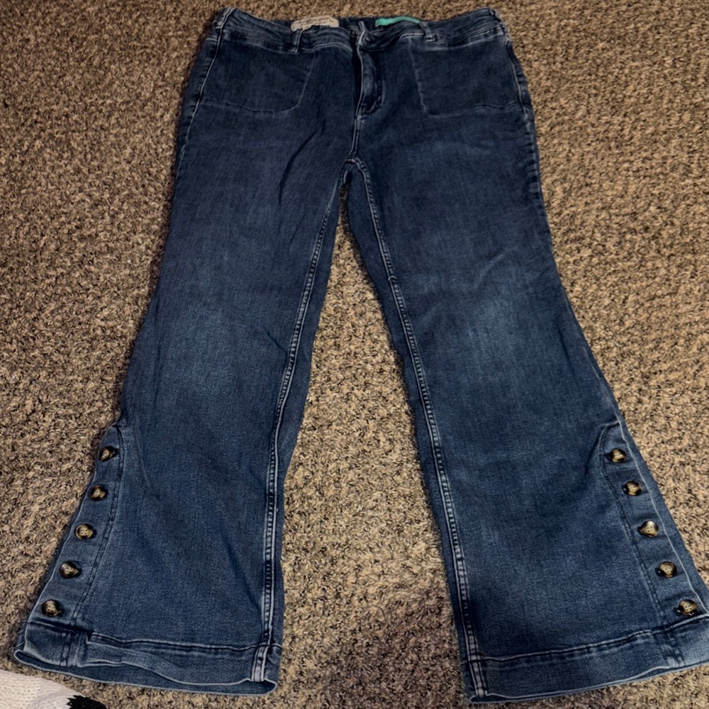 Anthropologie Pilcro and the Letterpress Flare Jeans with button cuffs size 16W